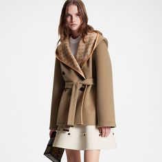 LOUIS VUITTON® - 3d Monogram Double-breasted Wrap Coat - Dark Twine Louis Vuitton Coat, 3d Monogram, Buy Louis Vuitton, Wool Wrap, Wrap Coat, Louis Vuitton Official, Wardrobe Style, Hooded Coat, Party Fashion