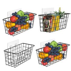 PRICES MAY VARY. WALL BASKET - Free up your countertop space by hanging these baskets on the wall. Ideal for organizing and storing spice bottles, pantry items, snacks, toiletries, tools, craft supplies, etc. Perfect to use in the kitchen, bathroom, bedroom, pantry room, craft room and more. LONG LASTING - Made of sturdy steel that lasts. The baskets can hold Max. 20 pounds of heavy items. Good for storing varies of items, such as spice bottles, fruits, veggies, snacks, and more. NO DRILLING - C Wire Baskets Under Kitchen Cabinets, Bedroom Pantry, Veggies Snacks, Cabinet Door Organizer, Skoolie Conversion, Baskets For Storage, Wire Bins, Storing Spices, Pantry Room