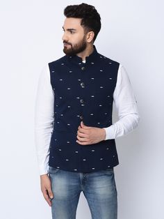 Cream Phulkari Nehru Jacket - Paarsh Atelier - East Boutique Nehru Jacket For Men, Pink Kurta, Shark Print, Indian Men Fashion, Nehru Jacket, Indian Man, Kurta Pajama, Nehru Jackets, Print Jacket