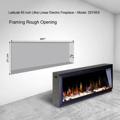 an electric fireplace is shown with the measurements