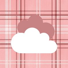 a pink plaid background with a white cloud