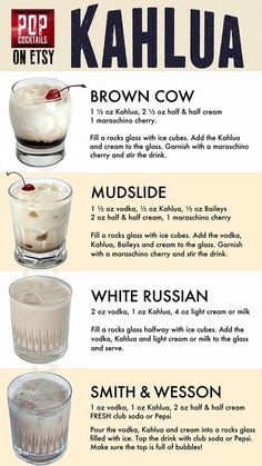 an info sheet describing different types of drinks