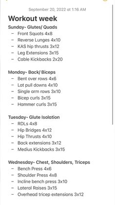 the workout schedule for this week's event