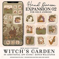 the witch's garden wallpaper is on display in this ad for an iphone