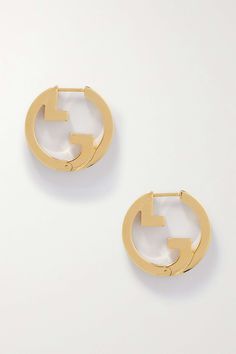 Shop GUCCI Blondie gold-tone earrings, Explore the latest GUCCI women's collection today on NET A PORTER Gg Logo, Fashion Jewelry Earrings, Gold Tone Metal, Net A Porter, Fashion Watches, Women Collection, Jewellery And Watches, Ear Piercings, Luxury Design