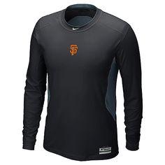 the san francisco giants nike dry - fit long sleeve shirt is shown in black and grey