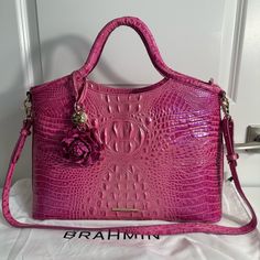 Brand New Without Tags. Beautiful Statement Piece. Versatile Bag Can Be Used As A Tote Or Attach Straps To Carry As A Satchel. Very Spacious Interior To Pack All Essentials. Brahmin Bags, Hibiscus, Statement Pieces, Satchel, Bag Lady, Brand New, Tags, Pink, Women Shopping