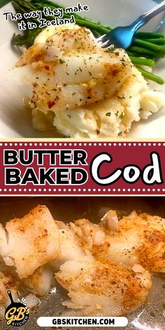 there are two pictures of baked food on the same plate, one is buttered and the other is cooked