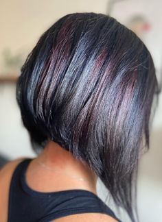 Highlights For Black Hair To Elevate Your Look Bob With Red Highlights, Black Hair With Peekaboo Highlights, Line Bob, A Line Bob, Peekaboo Highlights