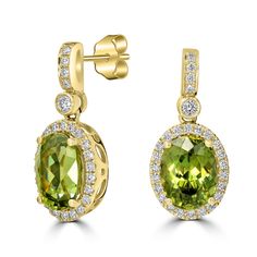 These trendy 14k yellow gold earrings are set with an oval-cut Sphene and round Diamonds, unmatched beauty, unmatched shine. Product Information SKU ADG70333/3 Metal Type 14K Metal Color Yellow Gold Earring Style - Metal Weight 3.92 Primary Stone Gemstone Name Sphene Gemstone Species Sphene No. Of Gemstones 2 Gemstone Shape Oval Gemstone Color Green Yellow Gemstone Grade - Gemstone Clarity - Gemstone Weight 6.02 cts Gemstone Size 10.0x7.5 Gemstone Treatment - Origin Africa Secondary Stone Gemsto Sphene Gemstone, Yellow Gemstones, Yellow Gold Earrings, Rare Gemstones, Gold Earring, Yellow Gold Earring, Metal Color, Diamond Gemstone, Gemstone Colors