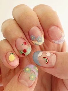 Easy Nail Polish Designs, Kutek Disney, Korean Nail Art, Asian Nails, Nail Drawing, Korean Nails, Soft Nails, Kawaii Nails, Pretty Nail Art