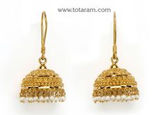 22 karat gold hoop earrings - jhumkas (buttalu) - gold dangle earrings with pearls - 235-GJH2471 - in 9.700 Grams for USD $1,142.59 USD. 
Made in India by Totaram Jewelers Online this product is in Gold - 22 Karat BIS Hallmark 916 Gold  & is an excellent gift for Adult - Women. Ships fully insured with secured guaranteed delivery for free with your order over $250 from New Jersey USA & comes with 30 days exchange policy. 22k Gold Chandbali Jhumkas For Anniversary, 22k Gold Traditional Jhumkas For Anniversary, Traditional 22k Gold Jhumkas For Anniversary, Anniversary Yellow Gold Chandbali Jhumkas, Traditional Yellow Gold Jhumkas For Anniversary, Festival Jhumkas With Latkans For Anniversary, Anniversary Festive Jhumkas With Latkans, Anniversary Latkans Jhumkas For Festivals, White 22k Gold Earrings For Festivals