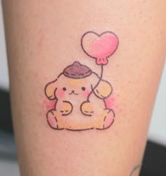 Pompompurin Sketch, Tattoo Ideas Sanrio, Y2k Tattoo Design, Pompompurin Tattoo, Pompompurin Drawing, Tamagotchi Tattoo, Sanrio Tattoos, Silly Tattoos, Most Beautiful Tattoos