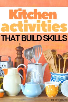 Cooking with Kids and Hand Skills Special Ed Cooking Activities, Arts And Craft Activities, Kitchen Activities, Recreational Therapy, Activities With Kids, Therapeutic Recreation, Hand Strengthening, Bilateral Coordination, Sensory Input