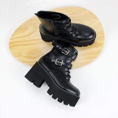 Material: Faux Leather 
Size: 35-40 
(Height:22.8CM/9" 
Heel Height:8.3CM/3.3" 
Platform Height:5.2CM/2") 
SKU: BO98818 Gothic Punk, Platform Boots, Heel Height, Faux Leather, Lace Up, Heels, Boots, Lace, Leather