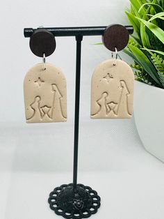 Nativity earrings made of Polymer Clay. Wooden finding with stainless steel posts. Nativity Earrings Clay, Nativity Earrings, Beaded Nativity Earrings, Polymer Clay Manger Scene, Polymer Clay Sheep Earrings, Simple Nativity, Clay Earrings, Post Earrings, Nativity