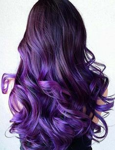 Purple Hair Color Ombre, Dark Purple Hair Color, Purple Ombre Hair, Brown Ombre Hair, Hair Color Unique, Hair Color Purple