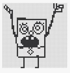 a cross stitch pattern with an image of a cartoon character in black and white, on a