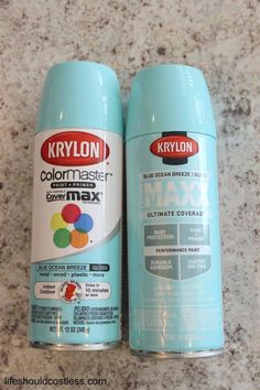 two cans of krylon colormaster next to each other on a counter top