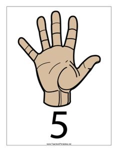 the number five hand is shown in black and white with an image of it's five