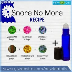 Essential Oils Snoring, Living Oils Recipes, Roller Bottle Recipes, Roller Blends, Essential Oils Young Living, Essential Oil Remedy, Young Living Essential Oils Recipes