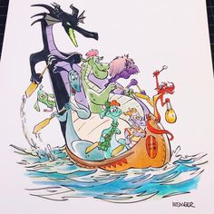 an image of cartoon characters on a boat