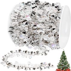 PRICES MAY VARY. 16 FEET ROLL SET: 16ft (5m) long Christmas clear iridescent and silver bead garland - Twisted design twinkly strings of beads - The size of the Large beads are 15 x 9 mm, the small beads are 12 x 5 mm. 16 Feet is enough for a lot of cover on your tree or in your home and room. ACRYLIC PREMIUM QUALITY: This decorated beaded christmas garland unlit is made of thick durable acrylic plastic material, lightweight but strong sturdy. This beautiful silver and iridescent garland will bl Garland Ornaments, Garland Christmas Tree, Christmas Bead Garland, Silver Garland, Crystal Garland, Twist Beads, Crystal Christmas Tree, Silver Christmas Tree, Christmas Tree Garland