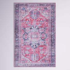 This area rug showcases a motif that draws on Persian patterns and lends a boho air to your dining space or living room. A central medallion design shows off geometric elements and a deep navy and pink hue, with just the right amount of distressing for a lived-in vibe that we love. Power-loomed from cotton and chenille, it has a 0.2" low pile height that makes it just right for areas with high foot traffic. We recommend pairing it with a rug pad to keep it from shifting and sliding on your floor Rug Navy, Serapi Rug, Persian Pattern, Navy Rug, Pink Area Rug, Floral Area Rugs, Contemporary Classic, Red Area Rug, Ivory Rug