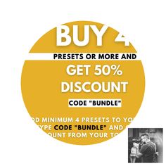 an advertisement for a discount coup with the text buy 4 get 50 % discount code'bundle