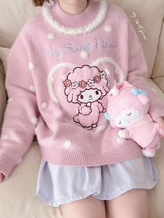 Size 			Free Size 		 		 			Shoulders 			60 		 		 			Bust 			130 		 		 			Full Length 			62 		 		 			Sleeve Length 			46 Cute Pink Girly Outfits, Preppy Hello Kitty, Piano Outfit, Kylie Outfits, Estilo Soft, Sanrio Outfits, My Sweet Piano