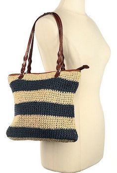 BRIGHTON Woven Straw & Leather Handbag Blue beige $230.00. Condition is Pre-owned. Shipped with USPS Priority Mail. Smoke free home. Please see pictures for details and measurements as they are part of the description. Happy to answer questions before purchase. Leather Handbag, Brighton, Priority Mail, Leather Handbags, Straw, Handbags, Best Deals, Leather, Blue