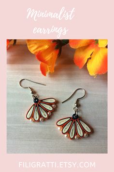 These colorful dangle earrings are so attractive they will catch everyone's attention. You can pair these with any outfit & they will take the style quotient notches higher. #cuteearrings #earringsdanglecolorful #fashionjewelry #flowerearrings #earringsdangleprom . Dangle Flower Earrings As Gift For Her, Orange Flower Earrings For Gift, Dainty Dangle Earrings, Flower Minimalist, Colorful Minimalist, Winter Accessories Fashion, Quilled Jewellery, Unique Handmade Earrings, Amish Recipes