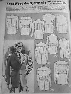 Click this image to show the full-size version. 1930s German Fashion Men, Norfolk Jacket, Dapper Outfit, Menswear Details, Magazine Scans, Great Gatsby Fashion, 1950s Mens, Mens Fashion Illustration