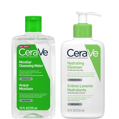 Cleanse and clarify your complexion with a duo of gentle yet effective skincare essentials. The CeraVe Hydrating Double Cleansing Duo combines two unique cleansing formulas that help to sweep away impurities, promoting clean and clear skin.  Set Contents:  CeraVe Micellar Cleansing Water 295ml  A facial cleanser formulated to remove make-up and impurities from the skin, promoting a cleansed and balanced complexion. The micellar water is enriched with three essential ceramides, working to hydrate your skin for up to 24 hours.  CeraVe Hydrating Cleanser with Hyaluronic Acid for Normal to Dry Skin 236ml  The gentle cleanser removes make-up, dirt and impurities without stripping away essential moisture, revealing a clean and replenished complexion. Infused with three ceramides, the nourishing Clean And Clear Skin, Cerave Products, Double Cleanser, Cleansing Routine, Double Cleansing, Micellar Cleansing Water, Cleansing Water, Moisturizing Toner, Hydrating Cleanser