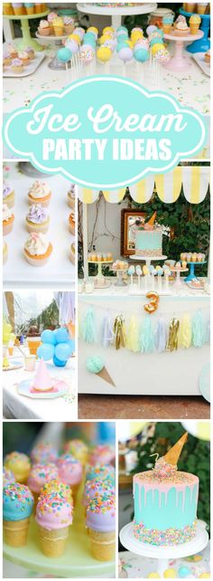 an ocean themed party with cupcakes, cakes and desserts