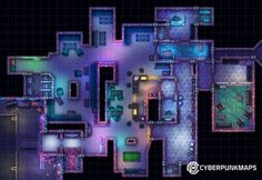 Miska's Cyberpunk Maps | Battle maps for Cyberpunk, Shadowrun, and other near-future RPGs | Patreon Cyberpunk Level Design, Cyberpunk Concept Art, Cyberpunk 2020, Sci Fi Games