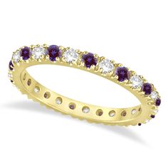 Lab Alexandrite Eternity Stackable Ring Band 14K Yellow Gold (0.75ct) Mother's Ring, Mother Rings, Yellow Gold Setting, Stackable Ring, Fashion Ring, Diamond Eternity, Ring Size Guide, Eternity Band, Yellow Diamond