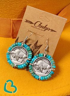 The Tahoe Buffalo Nickel Earrings in Turquoise Jewelry 18 Southern Jewelry, Painted Jacket, Buffalo Nickel, Western Outfits Women, Western Jewelry, Color Swatch, Country Girl, Gorgeous Jewelry, Western Outfits