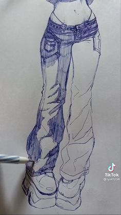 a drawing of someone's legs and jeans