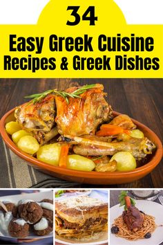 the cover of 54 easy greek cuisine recipes and greek dishes