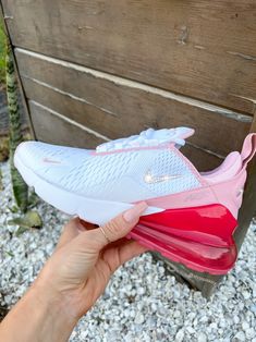 Nike Air Max 270 Women Pink, Nike Air Max 270 Pink And White, Air Shoes Nike, Nike Air Jordans Hot Pink, Coolest Nike Shoes, Cute Nike Air Shoes, Girls Shoes Teenage Nike, Custom Air Max 270, Cute Nike Air Max Shoes