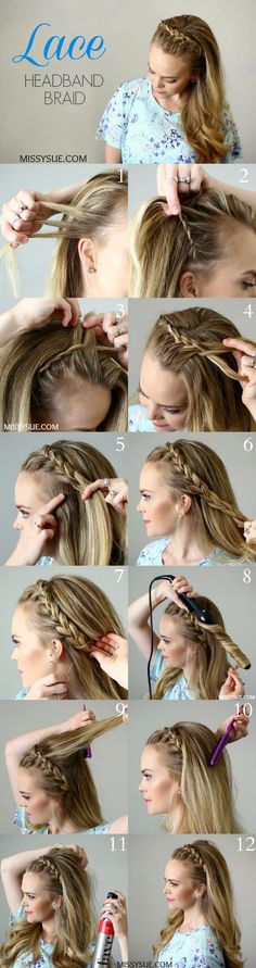 Lace Headband Braid Lace Headband Braid, Braids Tutorial Easy, How To Braid, Kadeřnické Trendy, Fishtail Braid, Easy Braids, Braided Headband, Braided Hairstyles Tutorials, 짧은 머리