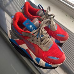 Puma Rs-X Barely Worn Like New Puma Rsx, Puma Rs X, Puma Rs-x, Puma Rs, Shoes Puma, Puma Shoes, Pumas Shoes, Red Blue, Kids Shoes