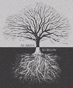 a black and white tree with the words as above so below