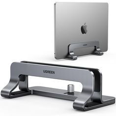 an apple computer is sitting on a stand