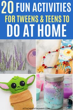 Looking for fun activities for teens? Check out this collection of 20 fun activities for older kids who are stuck at home .Ideal rainy day activities for tweens or simply boredom busters for your older kids. Teen Activities, Teen Crafts, Summer Camp Activities, Diy Bird Bath, Things To Do At Home, Activities For Teens, Fun Activities To Do, Diy Mothers Day Gifts