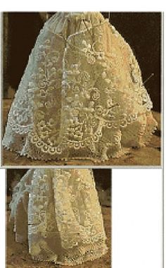 two pictures of a dress made out of lace