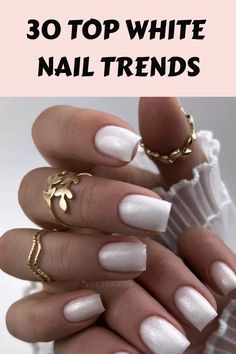 #nails #nailart #nailsofinstagram #manicure #gelnails #nailsoftheday #beauty #nail #nailsart #naildesign #nailsdesign #nailtech #nailsnailsnails #acrylicnails #nailsonfleek #nailstagram #naildesigns #u #nailartist #instanails #nailstyle #nailinspo #nailpolish #gelpolish #inspire #nailswag #love #nailsalon #unhas #longnails White And Natural Nails, Gel Nail Designs Pearl, Pearl White Gel Nail Polish, Nail Designs For White Nails, Modern White Nails, Wedding Day Gel Nails, Dip Nails For Wedding, White Fingernail Polish Ideas, White Shellac Nails With Design