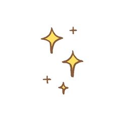 three stars are drawn in brown and yellow on a white background, with one star above the other