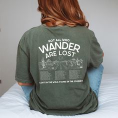 Not All Who Wander Are Lost Comfort Colors T-shirt, Nature Aesthetic, Granola Girl Shirt, National Park Shirt, Outdoorsy Shirt, Adventurer Gift { S H I R T / D E T A I L S } These t-shirts are Unisex fit & are Made of pre-shrunk 100% ringspun cotton heather colors are 52% cotton, 48% polyester The Sweatshirts are Unisex fit and are normally 50% cotton and 50% polyester Please see images for sizing details. Please refer to the size chart in the listing photos. ❃ For an oversized look, you may wan Ascetic Outfits, Outdoorsy Shirt, National Park Shirt, All Who Wander, Adventure Gifts, Hiking Gifts, Granola Girl, Interview Outfit, Girl Shirt